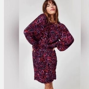 Essentiel Antwerp Afford Black Pink Red Blouson Ruched Skirt Mini Dress Nwt 36